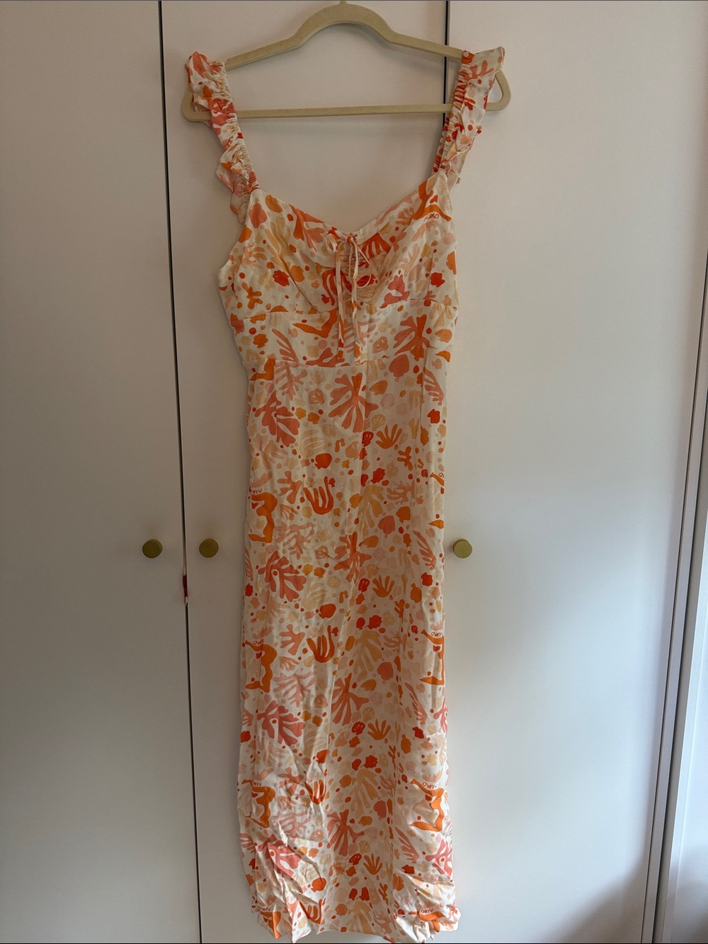 Rixo Cecile Coral Print Crepe Midi Dress